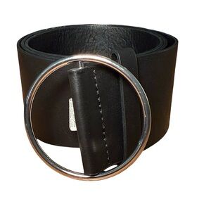 Jennyfer Black Belt with Circular Silver Buckle- Size M/L